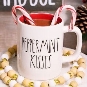 Rae Dunn Peppermint Kisses Holiday Mug Red Interior Christmas Hot Cocoa Coffee
